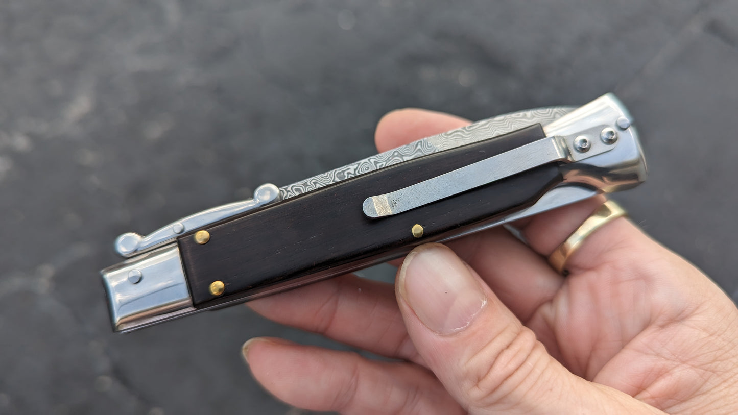 AKC WORLD ITALY 9" EBONY WOOD DAMASCUS SWINGUARD BOXED SET