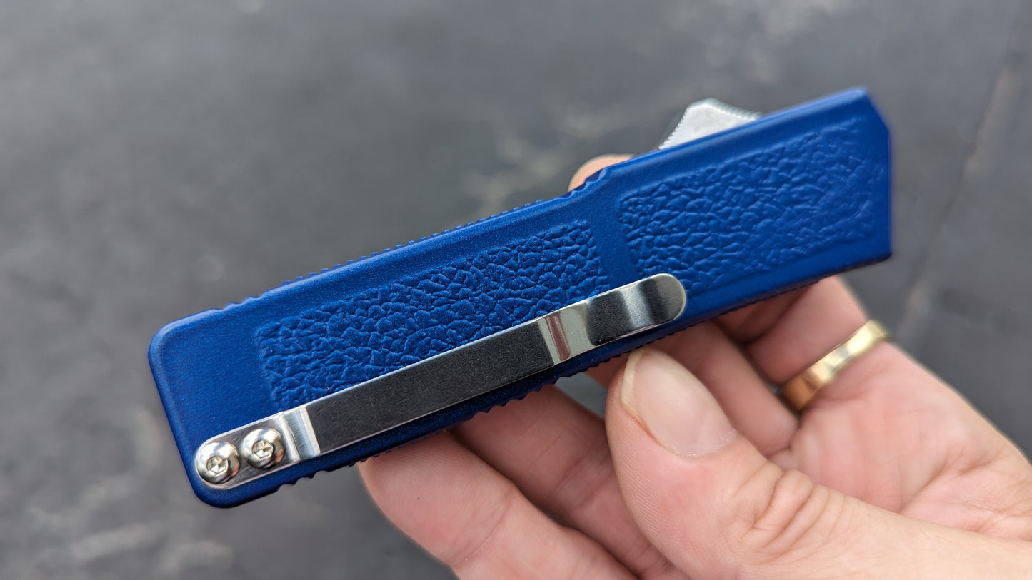 BLUE LIGHTNING OTF BLACK PLAIN EDGE DROP POINT BLADE