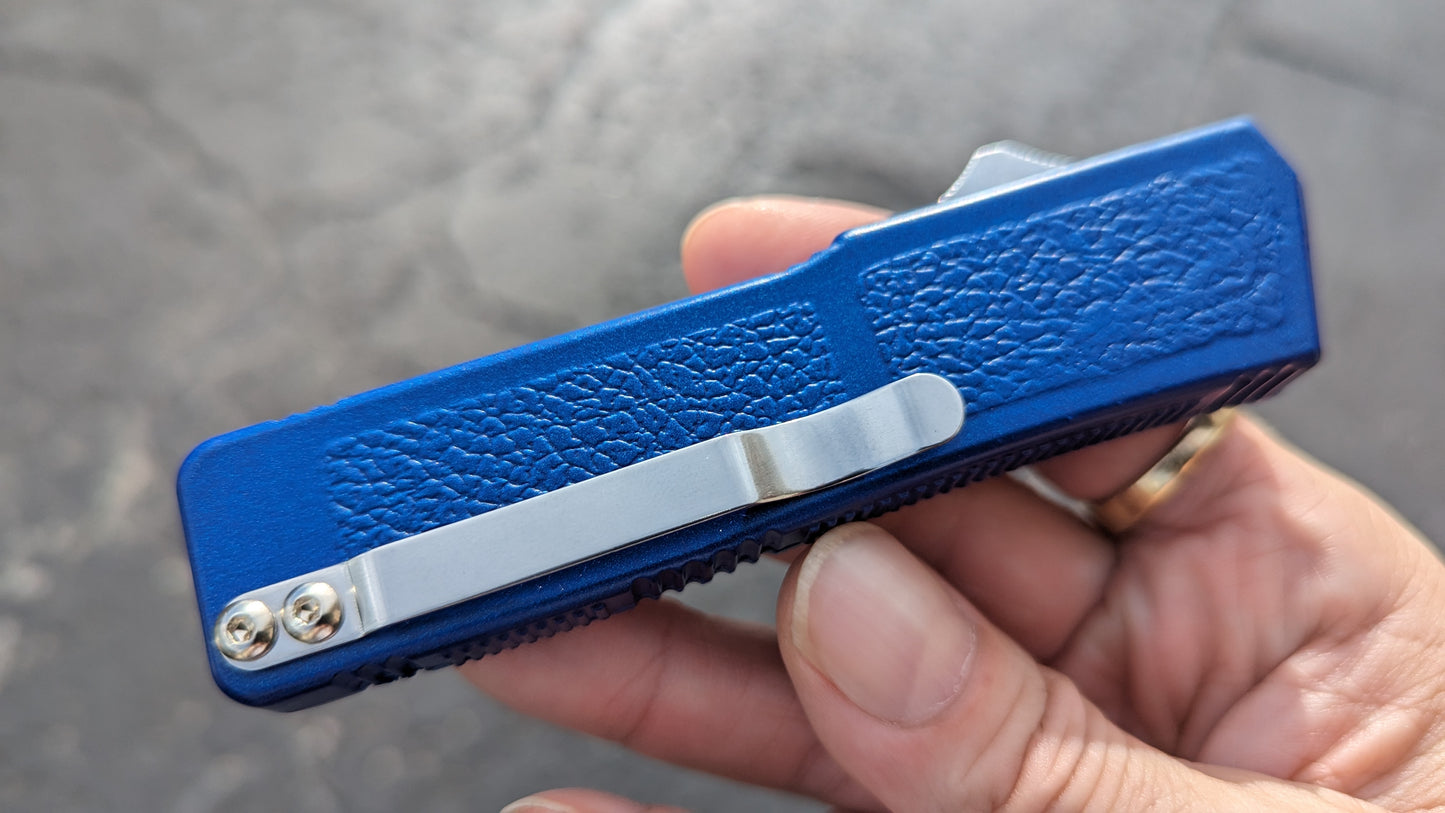 TAIWAN LIGHTNING OTF KNIFE BLUE DROP POINT PLAIN EDGE