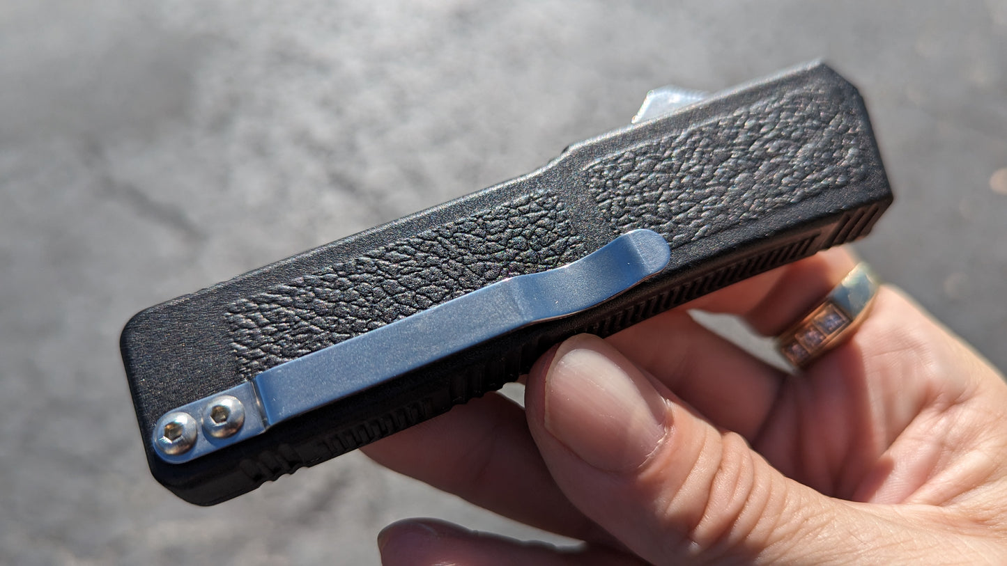 Black Lightning OTF Knife Stainless Clip Point