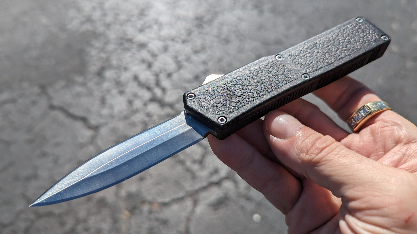 Black Stainless Double Edge Lightning OTF Knife