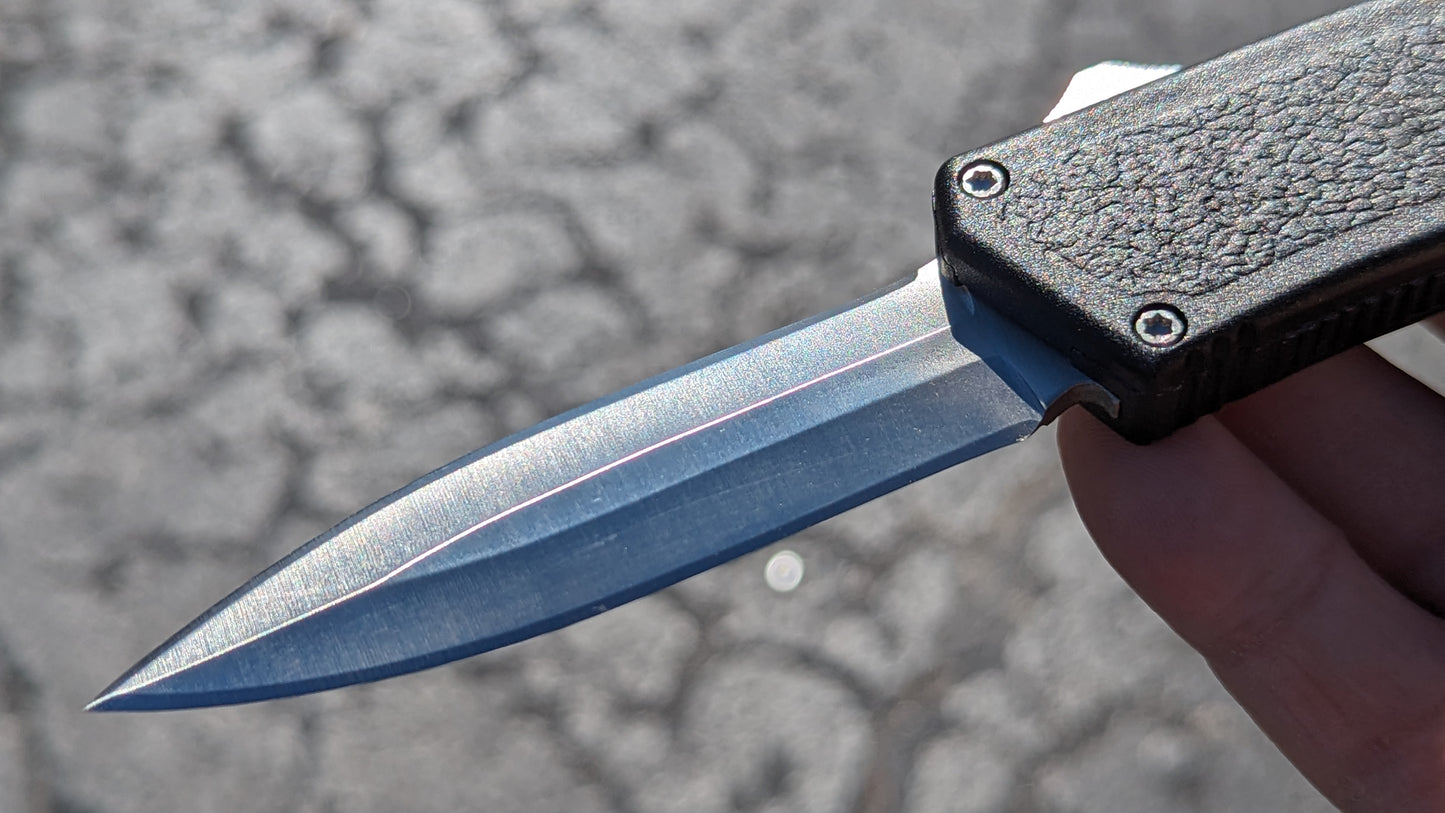 Black Stainless Double Edge Lightning OTF Knife