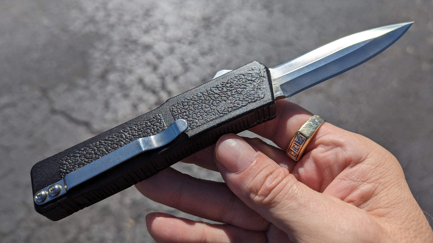 Black Stainless Double Edge Lightning OTF Knife