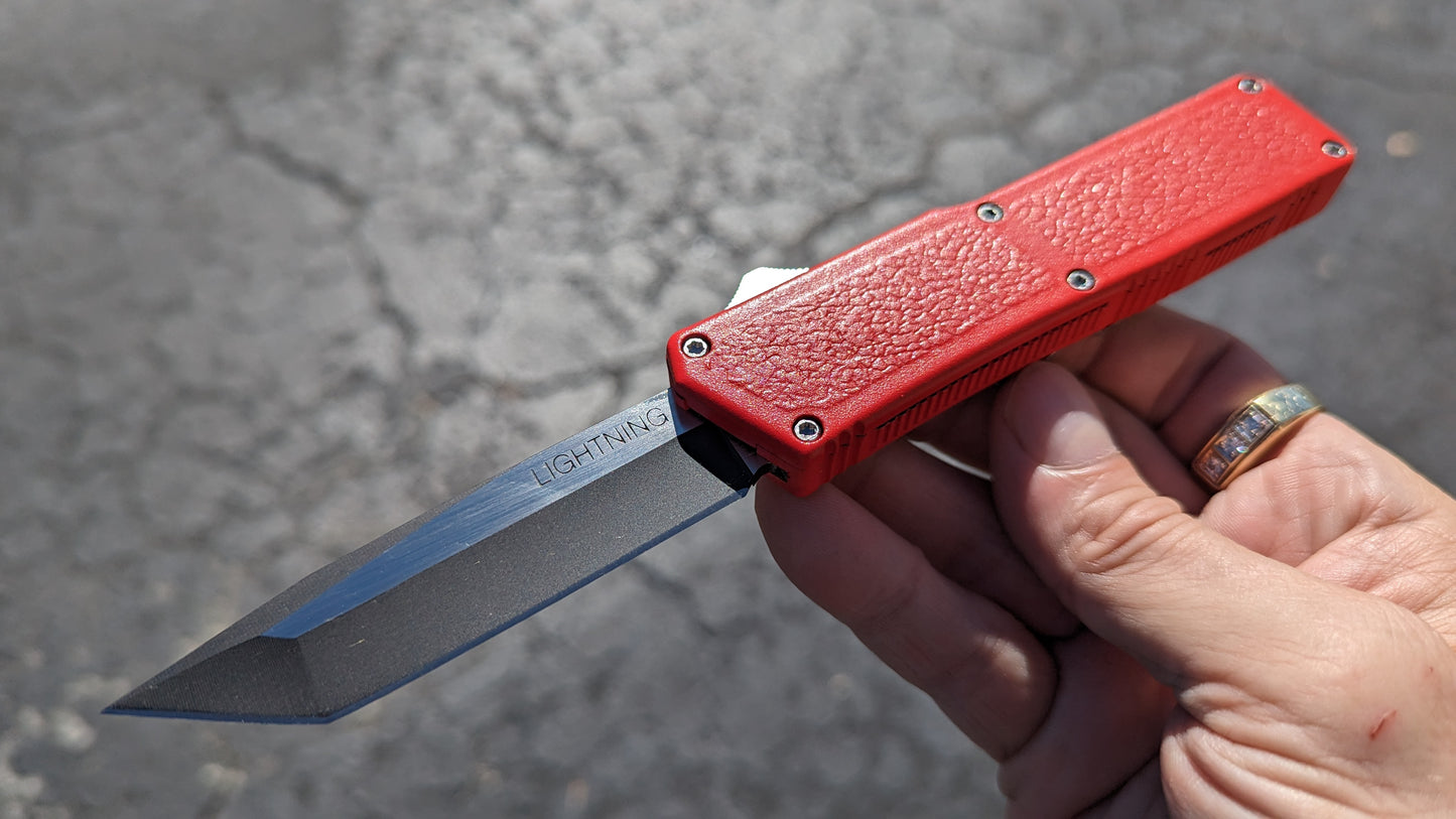 Taiwan Lightning OTF Red 2-Tone Plain Edge Tanto Blade