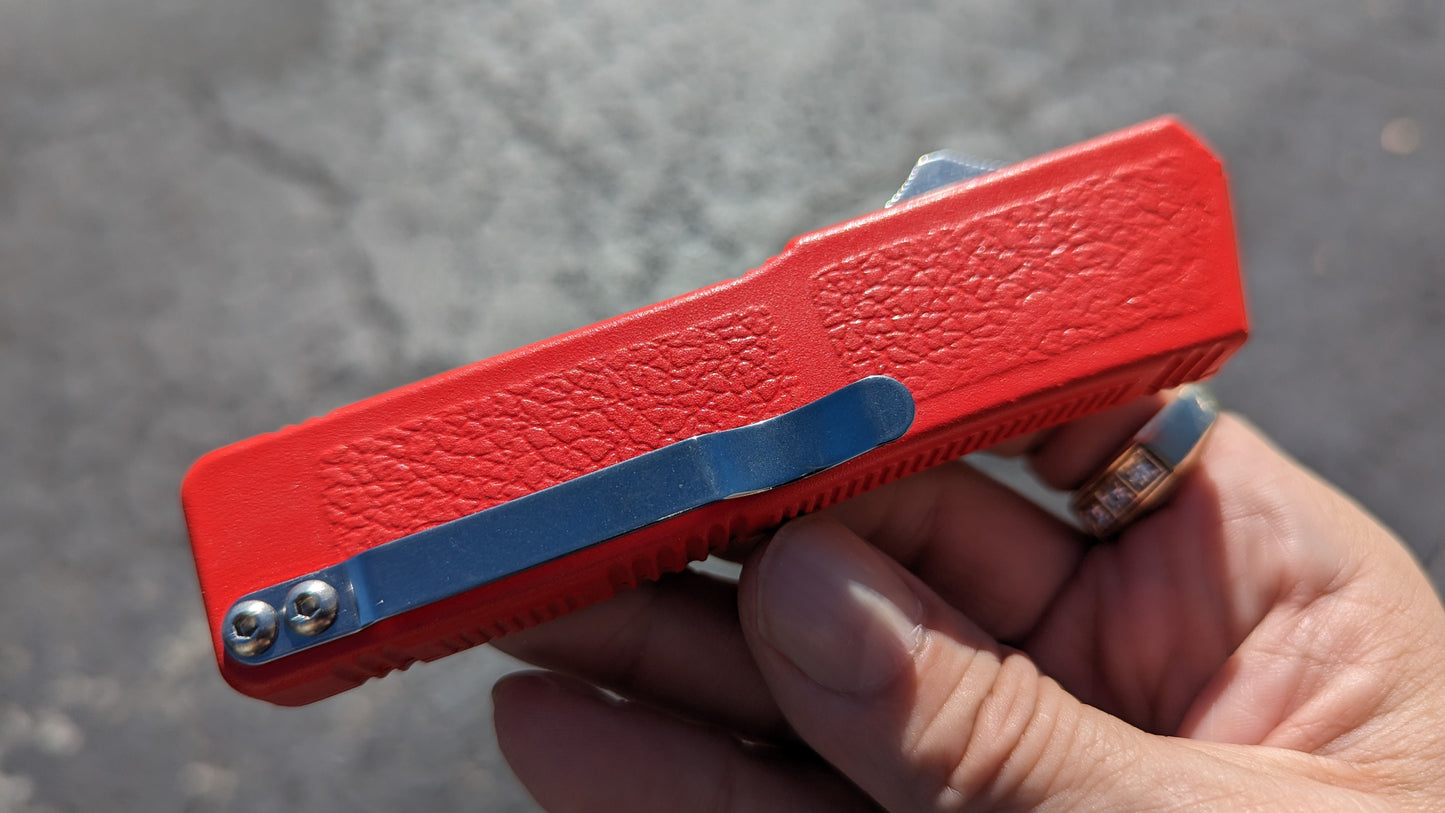 Taiwan Lightning OTF Red 2-Tone Plain Edge Tanto Blade
