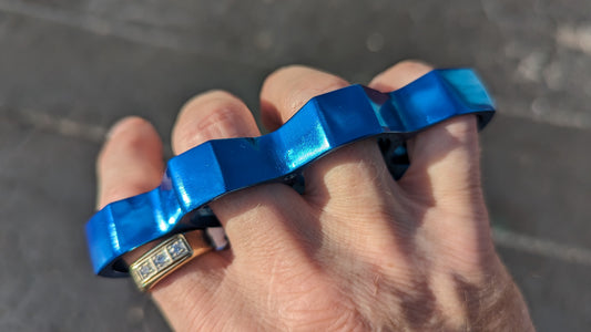 Metallic Blue Steel Square Top Knuckle Dusters