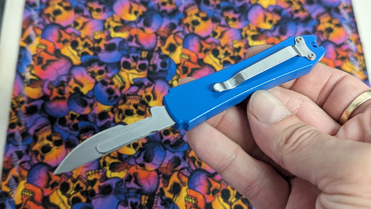 BLUE MINI COFFIN SCALPEL OTF KNIFE