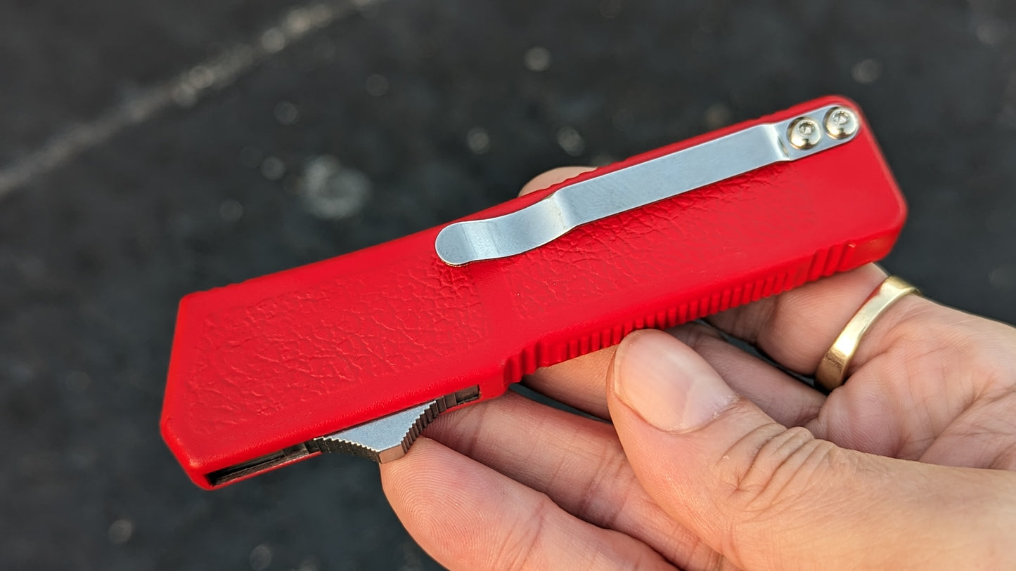 Lightning OTF Red 2-Tone Plain Edge Drop Point