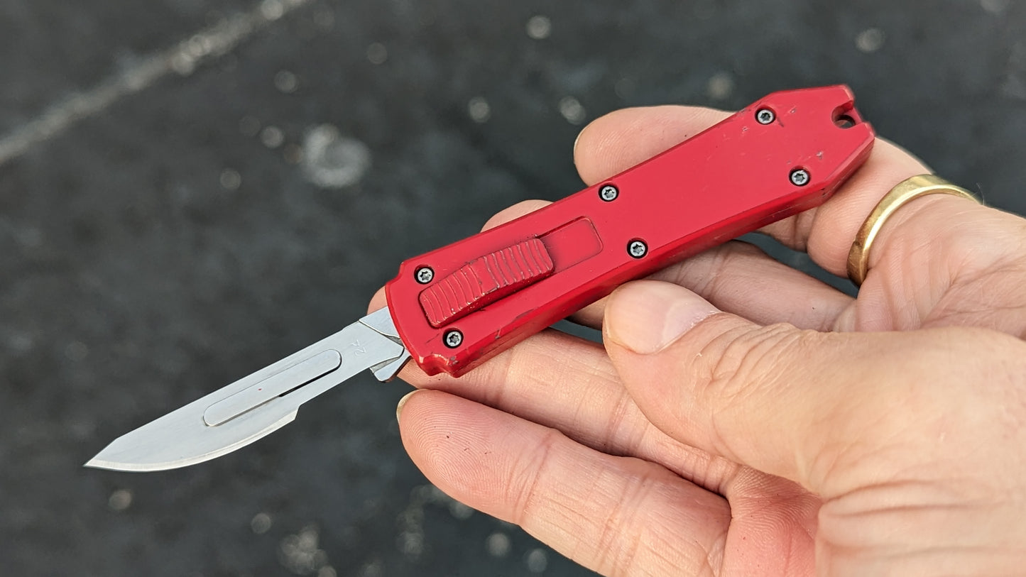RED MINI COFFIN SCALPEL OTF KNIFE