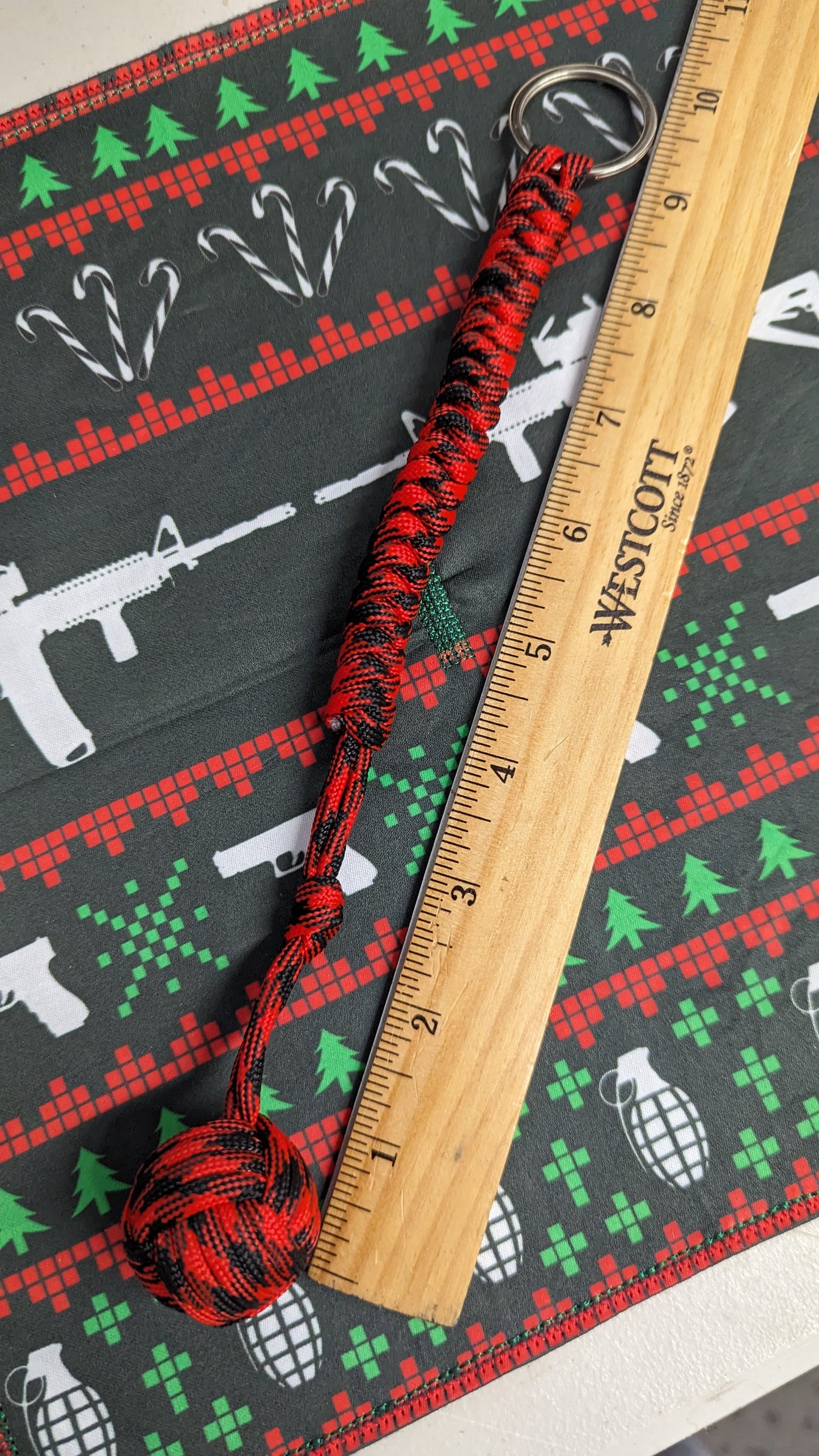 3 Oz Red & Black Monkey Fist Keyring