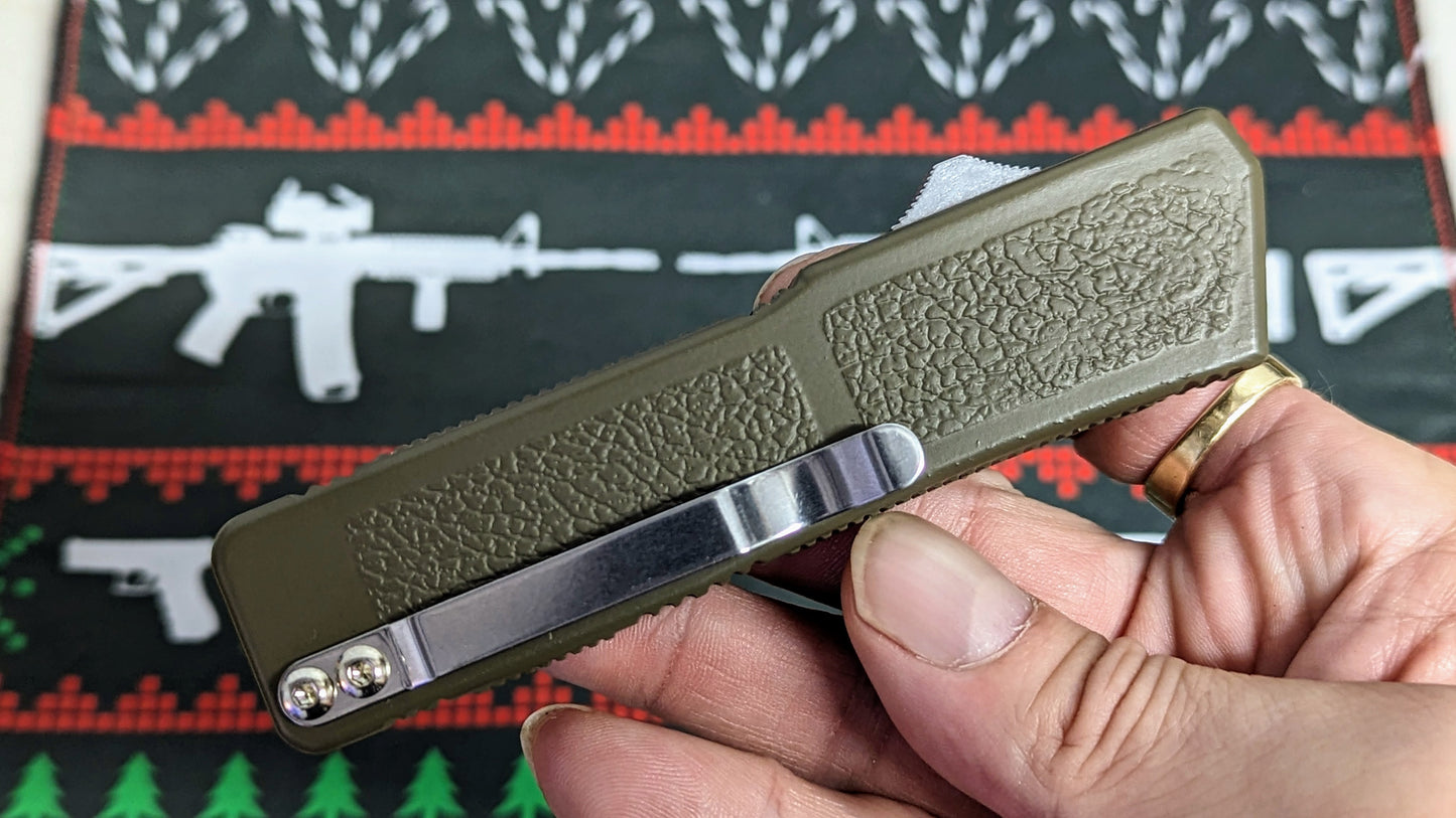 Lightning OTF Knife Olive Drab Stainless Tanto Plain Edge