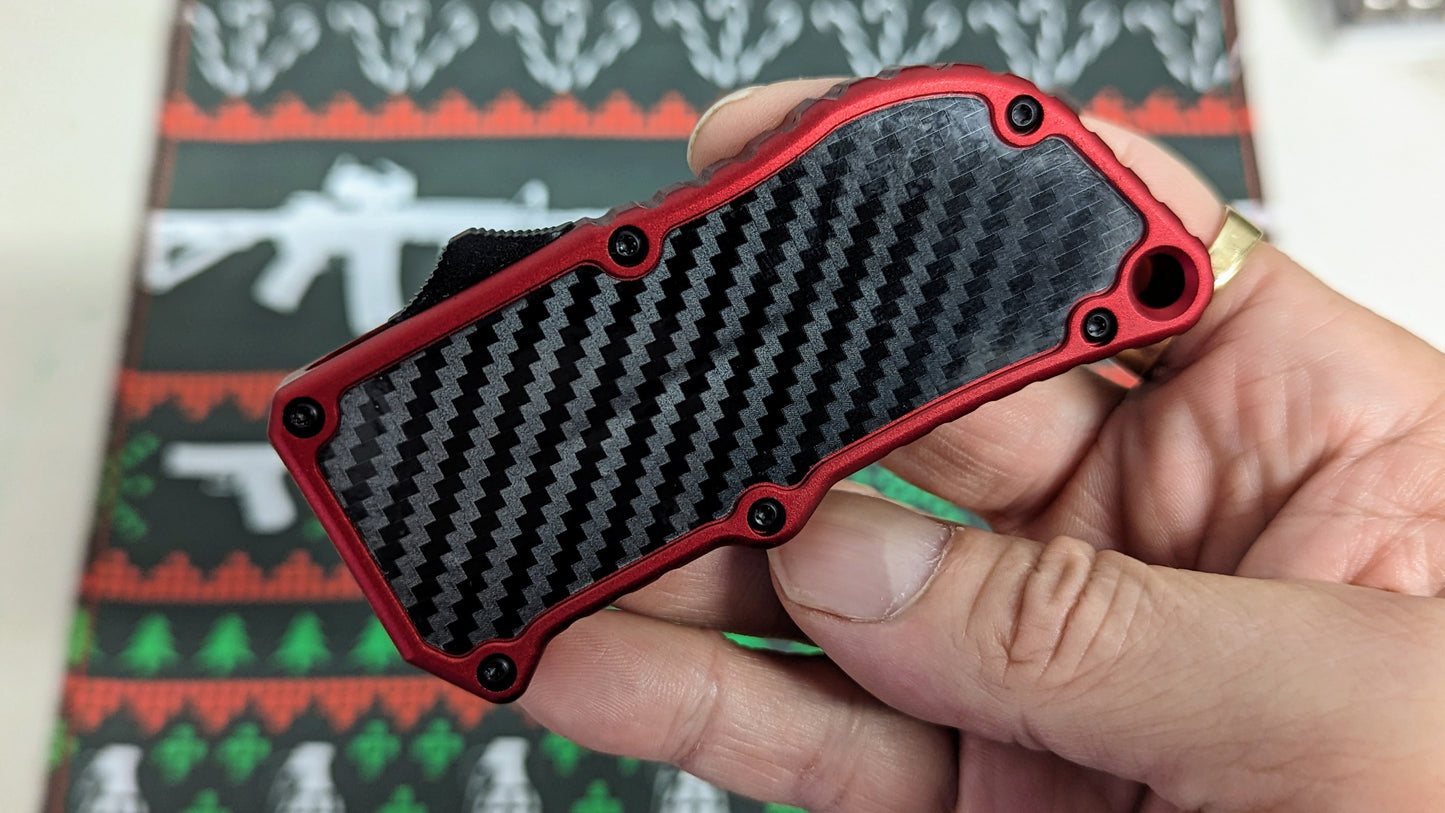 Red Carbon Fiber D/A Box Cutter OTF Knife
