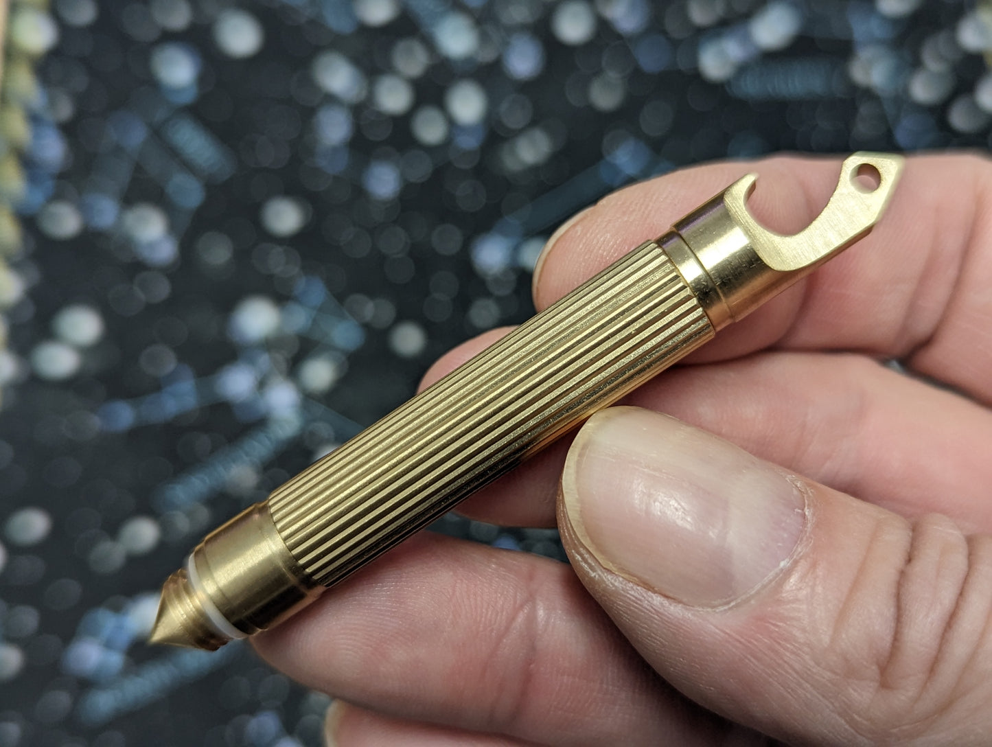 Solid Brass Kubaton/ Bottle Opener Barrel Knife