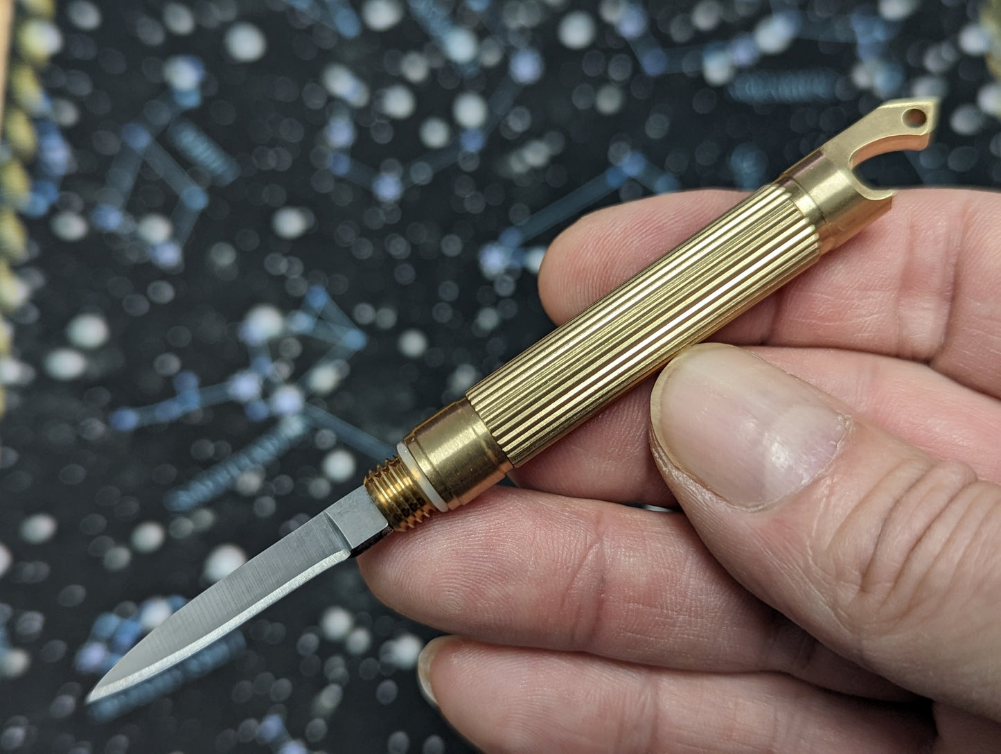 Solid Brass Kubaton/ Bottle Opener Barrel Knife