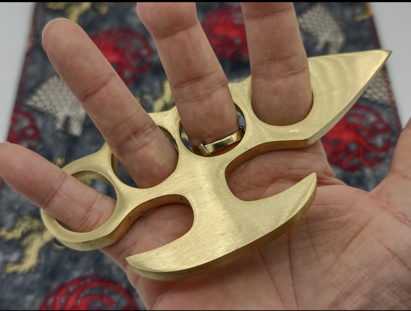 5TH ACE LINCOLN STYLE SOLID BRASS STOCK KNUCKLE DUSTER