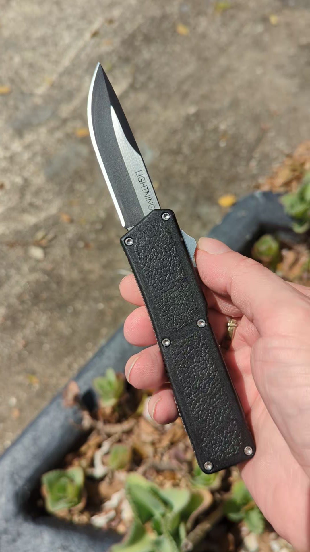 Lightning OTF Knife Black 2Tone Drop Point LIGHTNING OTF KNIVES