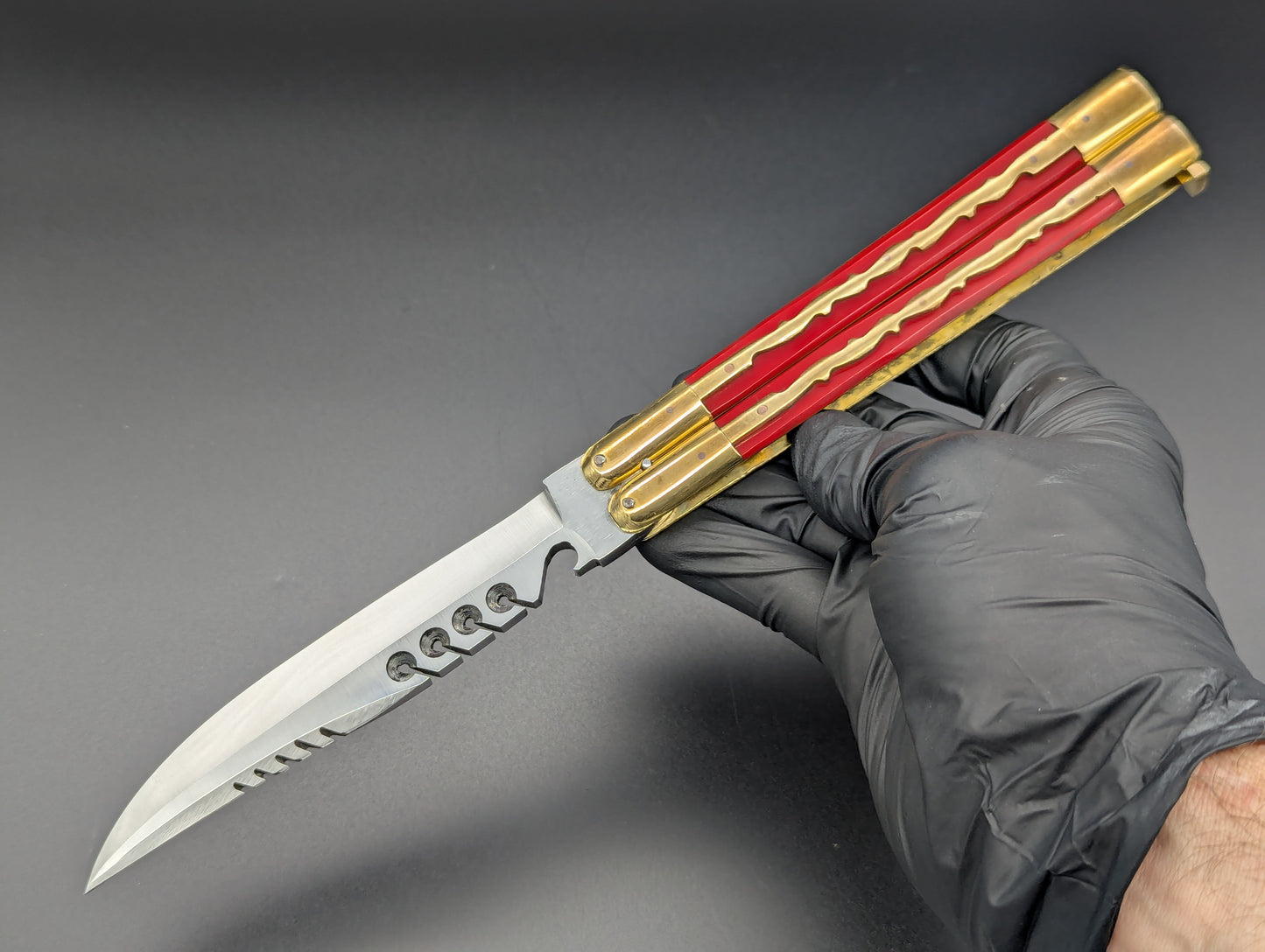 11" KALAPKUP BRASS/ RED RAMBO BOTTLE OPENER FHM BALISONG