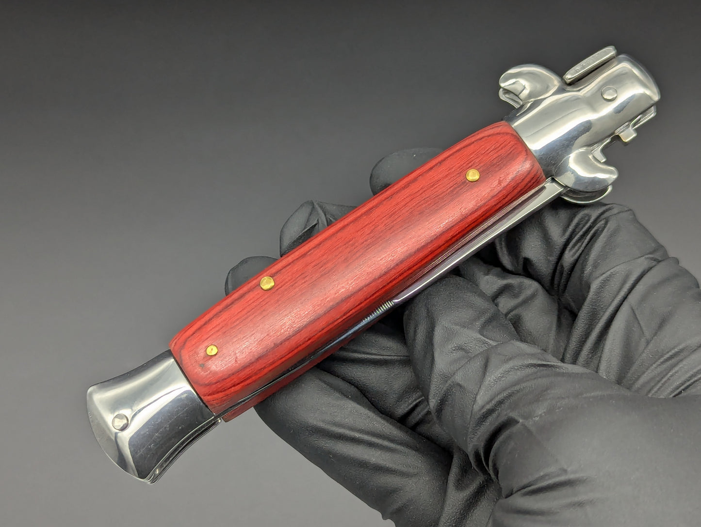 9" RED WOODEN BAYO BLADE ITALIAN STYLE STILETTO