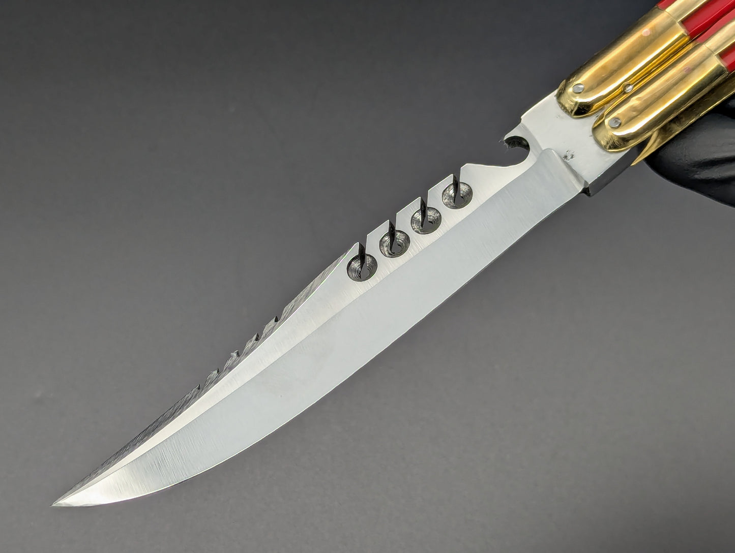 11" KALAPKUP BRASS/ RED RAMBO BOTTLE OPENER FHM BALISONG