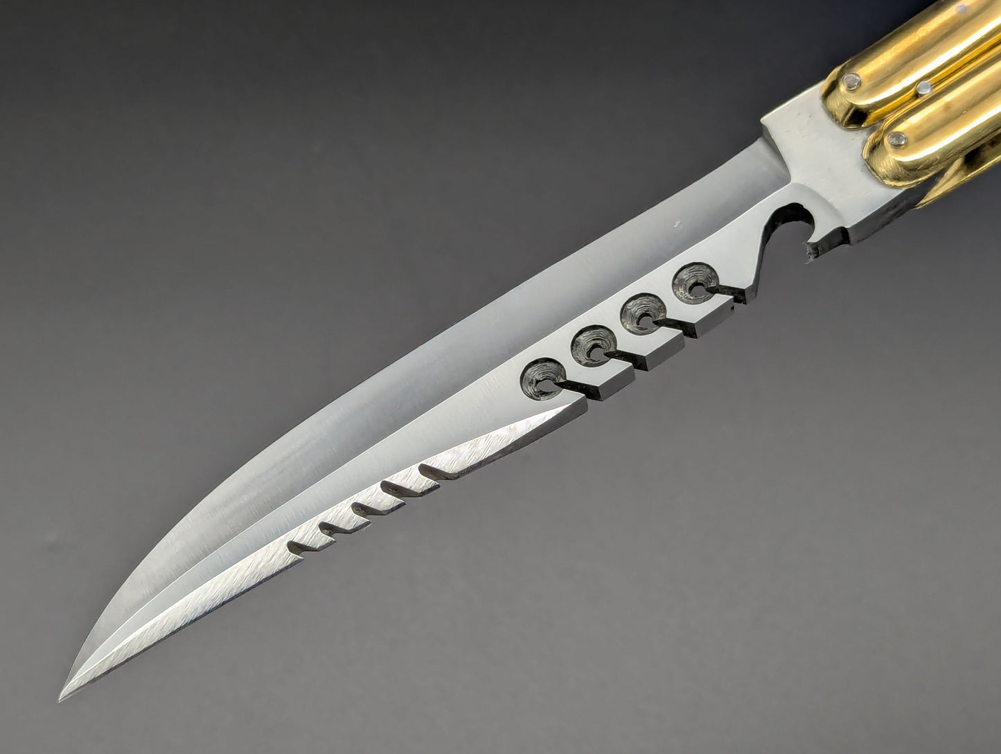 11" KALAPKUP BRASS/ RED RAMBO BOTTLE OPENER FHM BALISONG