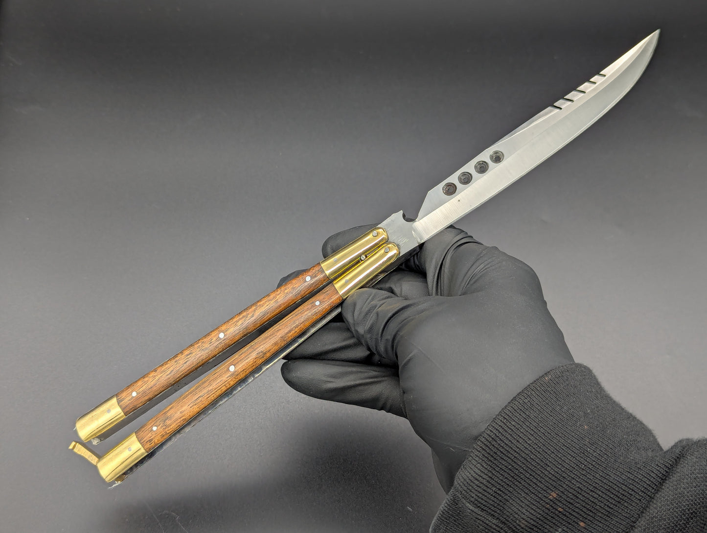 11" FHM Philippines Handmade Slim Narra Wood Balisong Rambo Bottle Opener