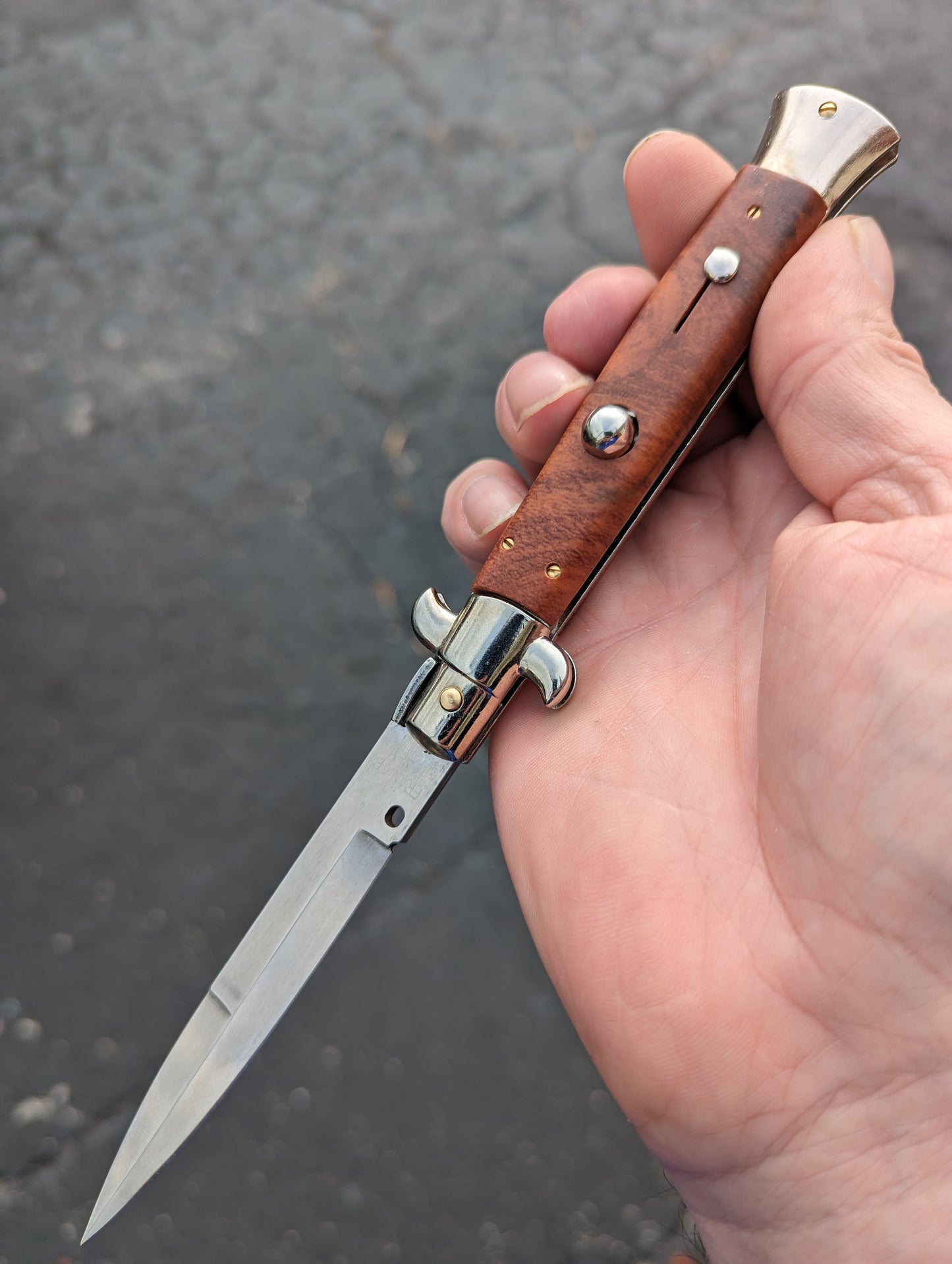 9" Frank Beltrame Faux Briarwood Italian Stiletto Bayonet