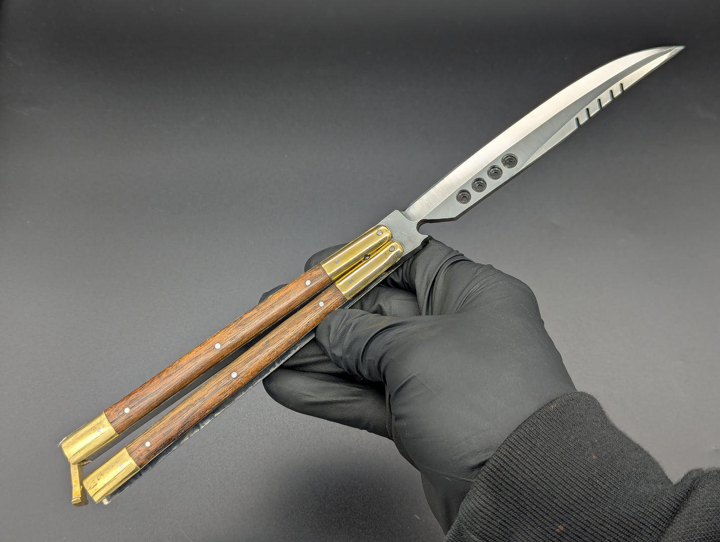 11" FHM Philippines Handmade Slim Narra Wood Balisong Rambo Bottle Opener