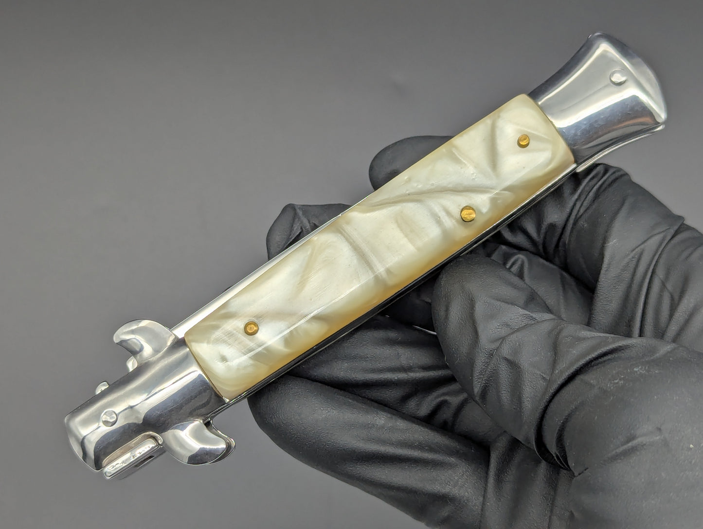 9" WHITE PEARL BAYO BLADE ITALIAN STYLE STILETTO