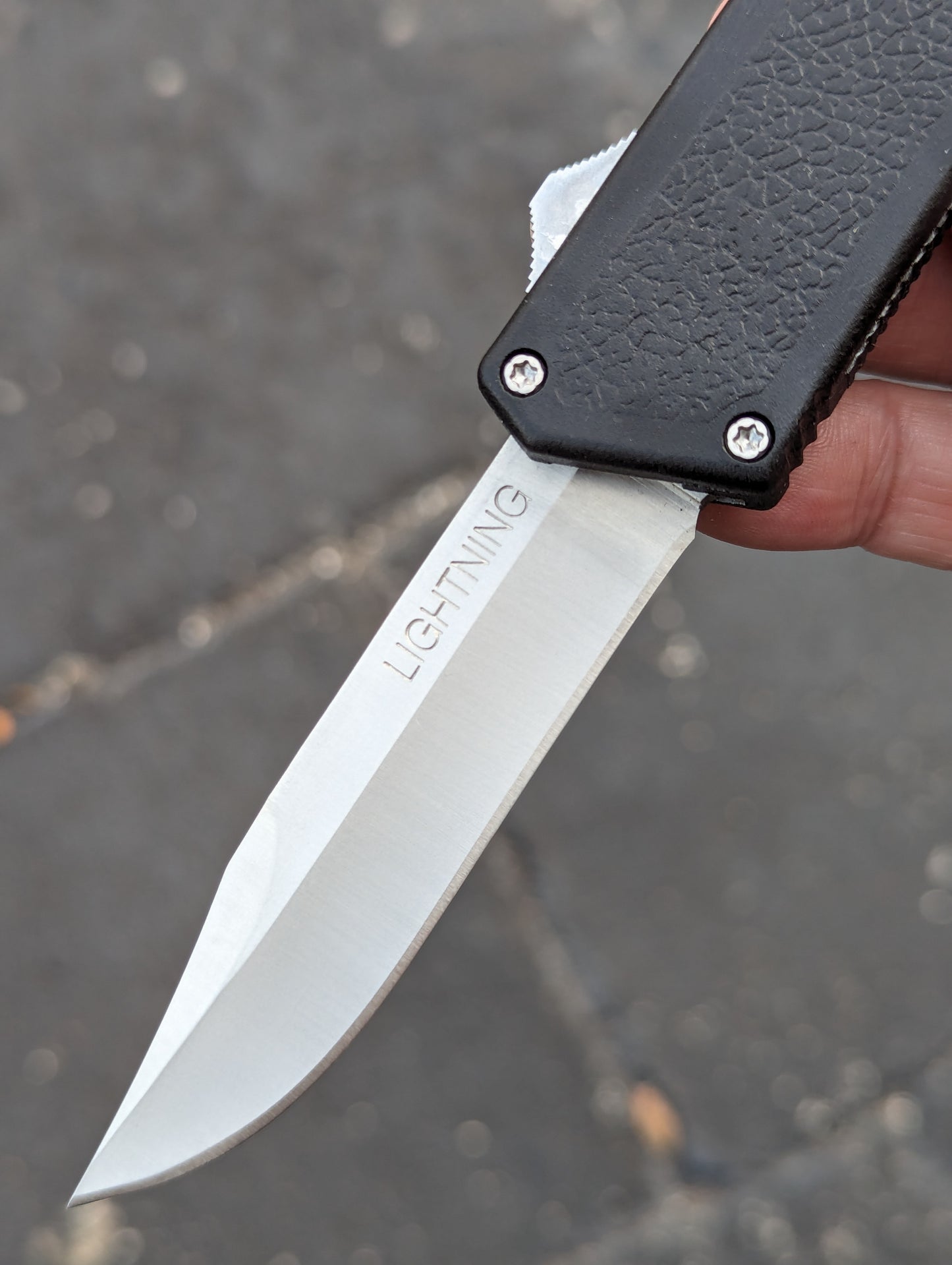 Black Lightning OTF Knife Stainless Clip Point