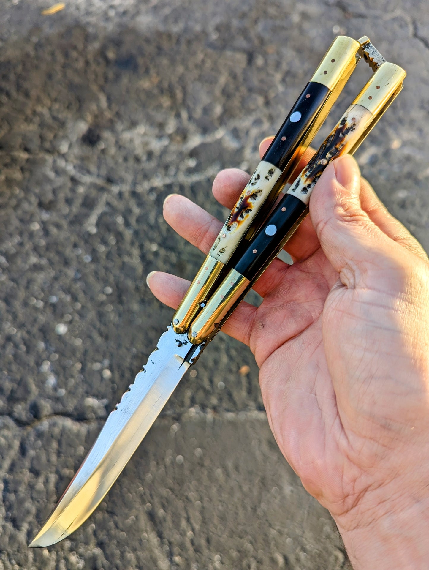 11" FHM Handmade Balisong Bone Clip Point