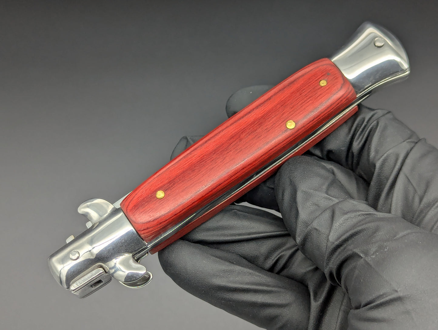 9" RED WOODEN BAYO BLADE ITALIAN STYLE STILETTO