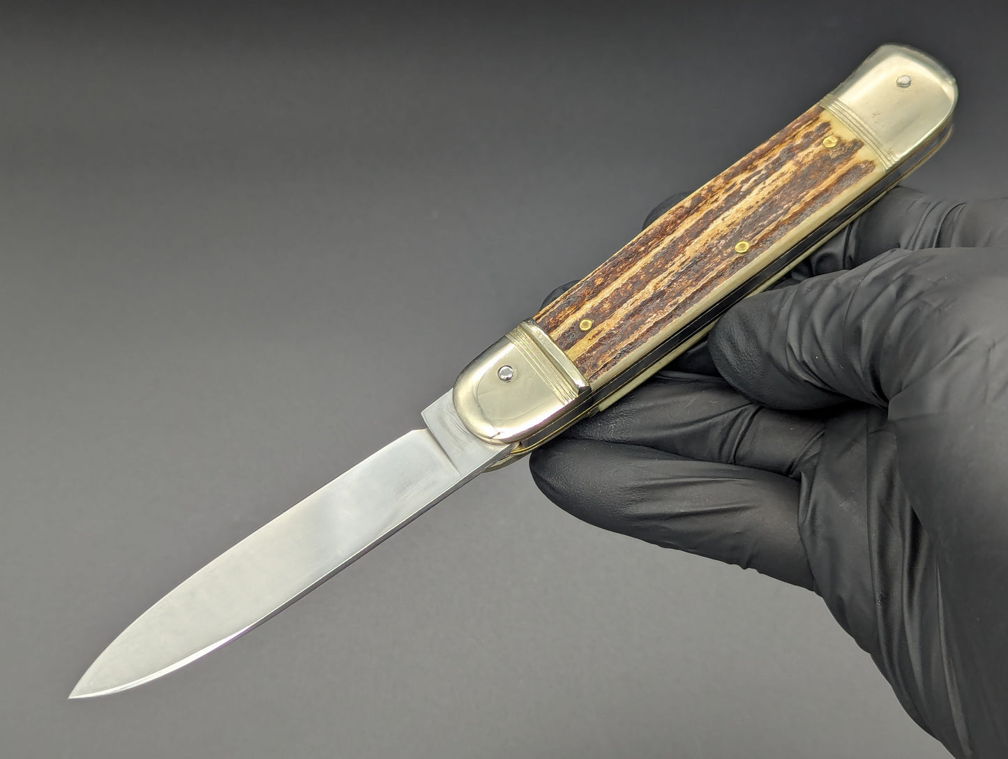 WEST GERMAN HUBERTUS 7.75" STAG HORN SWITCHBLADE KNIFE