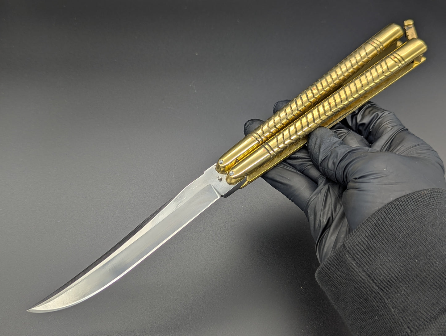 11" 376 GRAM HEAVYWEIGHT FHM BALISONG BRASS/ CLIP