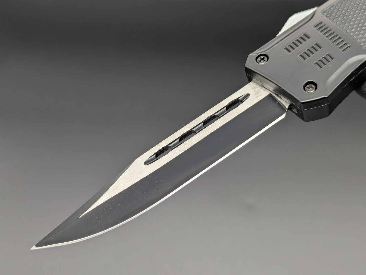 9" 2-Tone Black Drop Point CQC OTF Automatic Knife