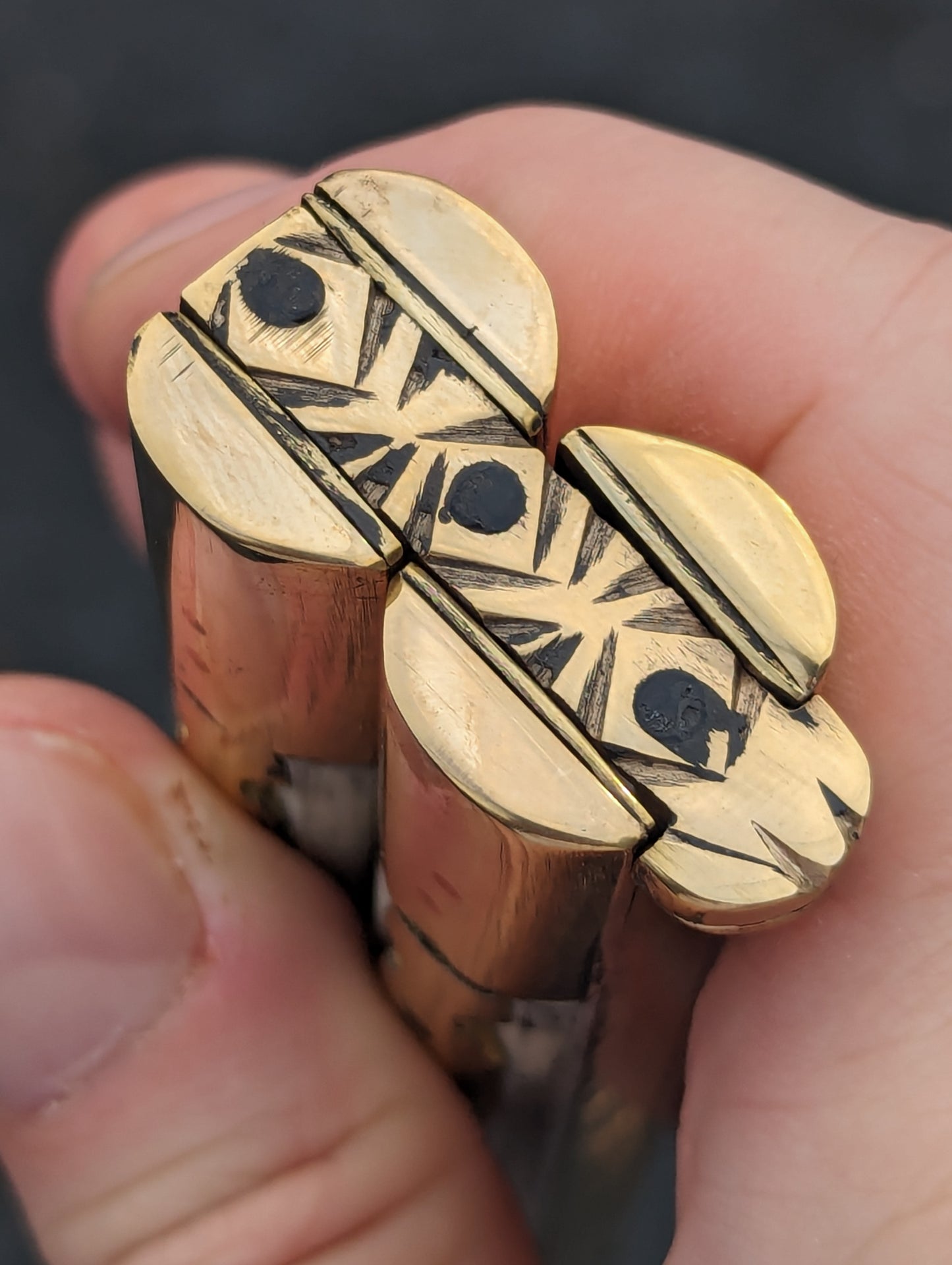 11" TRADITIONAL PHILIPPINES KALUPKOP BONE & BRASS BALISONG KRIS #1