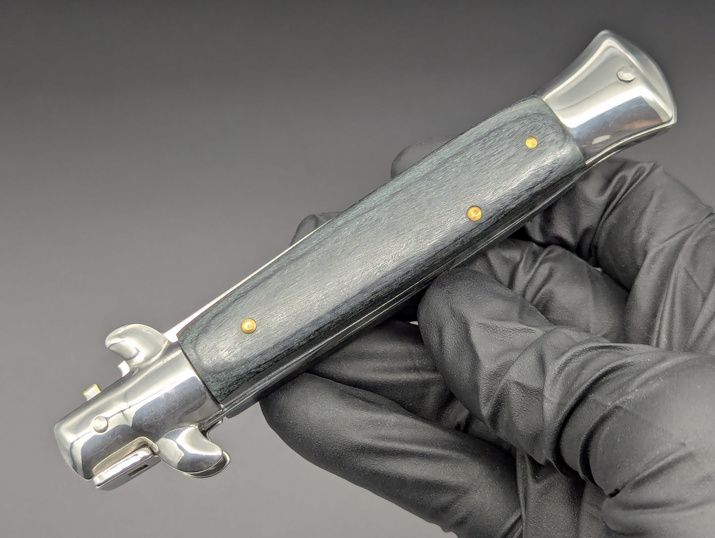 9" BLACK WOODEN BAYO BLADE ITALIAN STYLE STILETTO