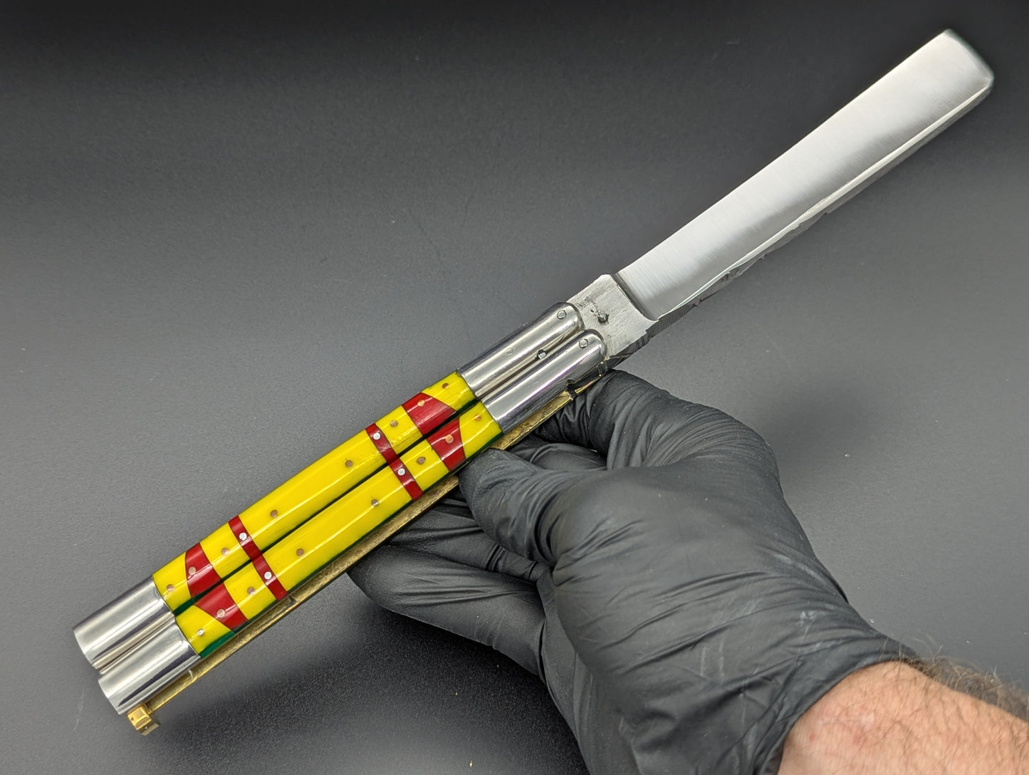 29cm 256g FIESTA STRAIGHT RAZOR FHM BALISONG YELLOW/ RED