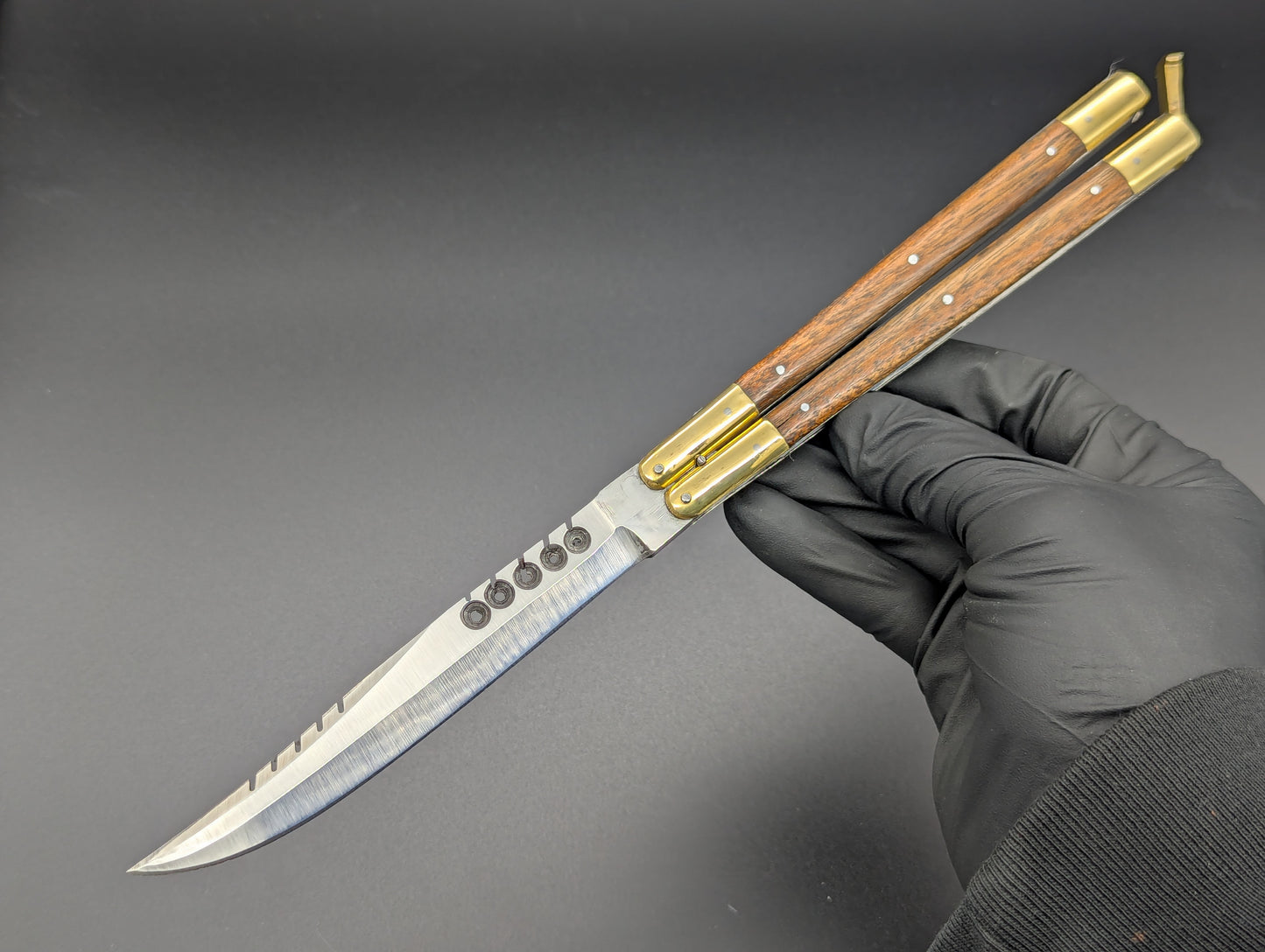 11" FHM Philippines Handmade Slim Narra Wood Balisong Rambo Clip Point