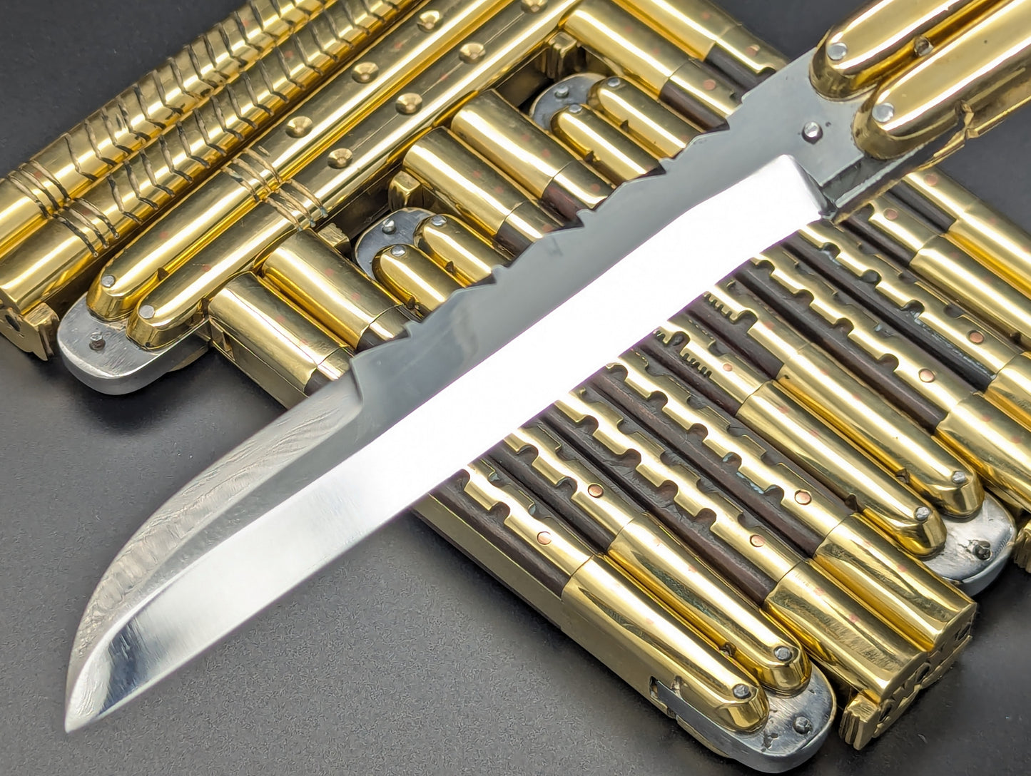 11" 354 GRAM HEAVYWEIGHT FHM BALISONG BRASS/ WHARNCLIFF