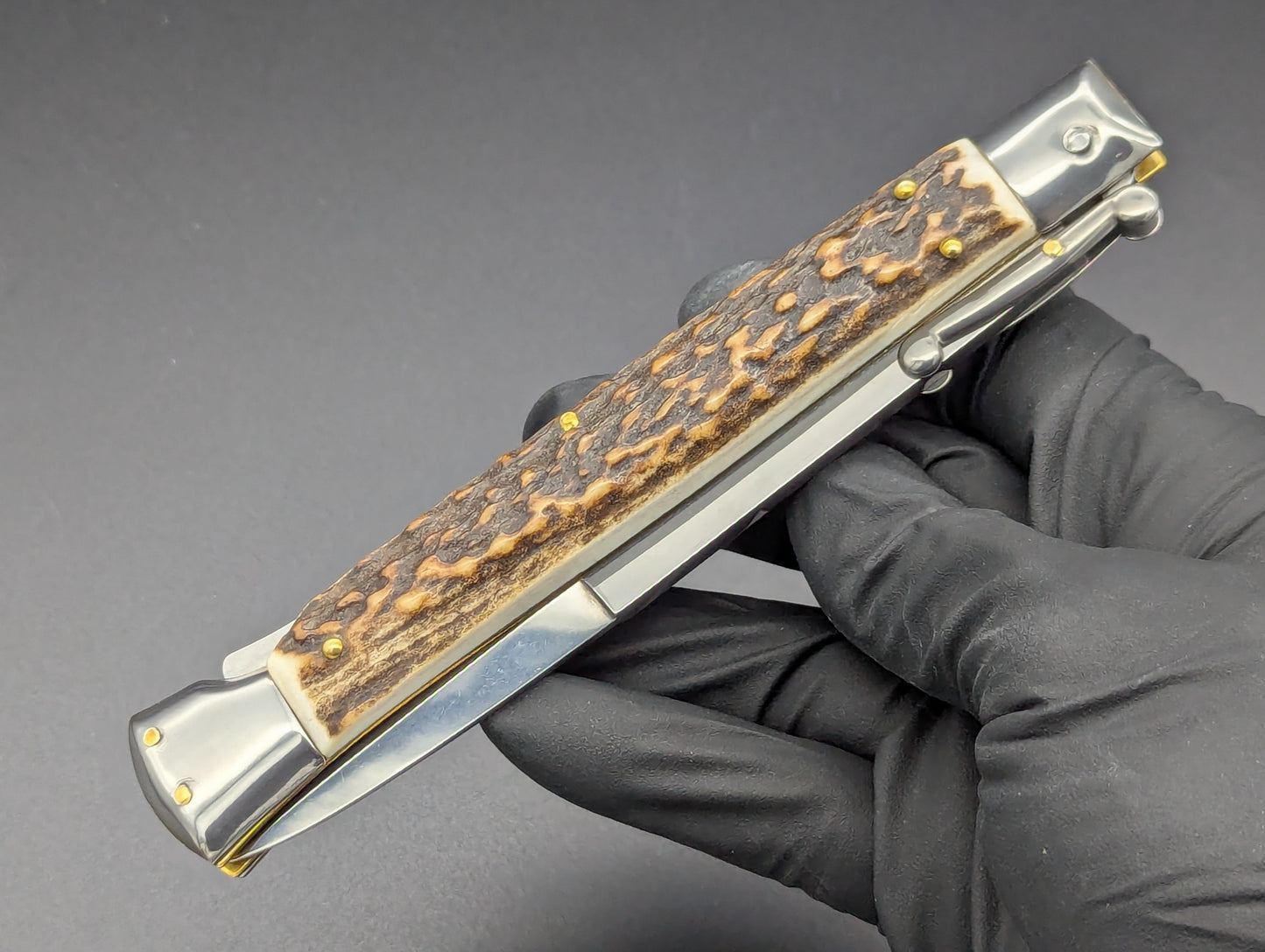 11" STAG HORN FRANK BELTRAME SWINGUARD SWITCHBLADE STILETTO