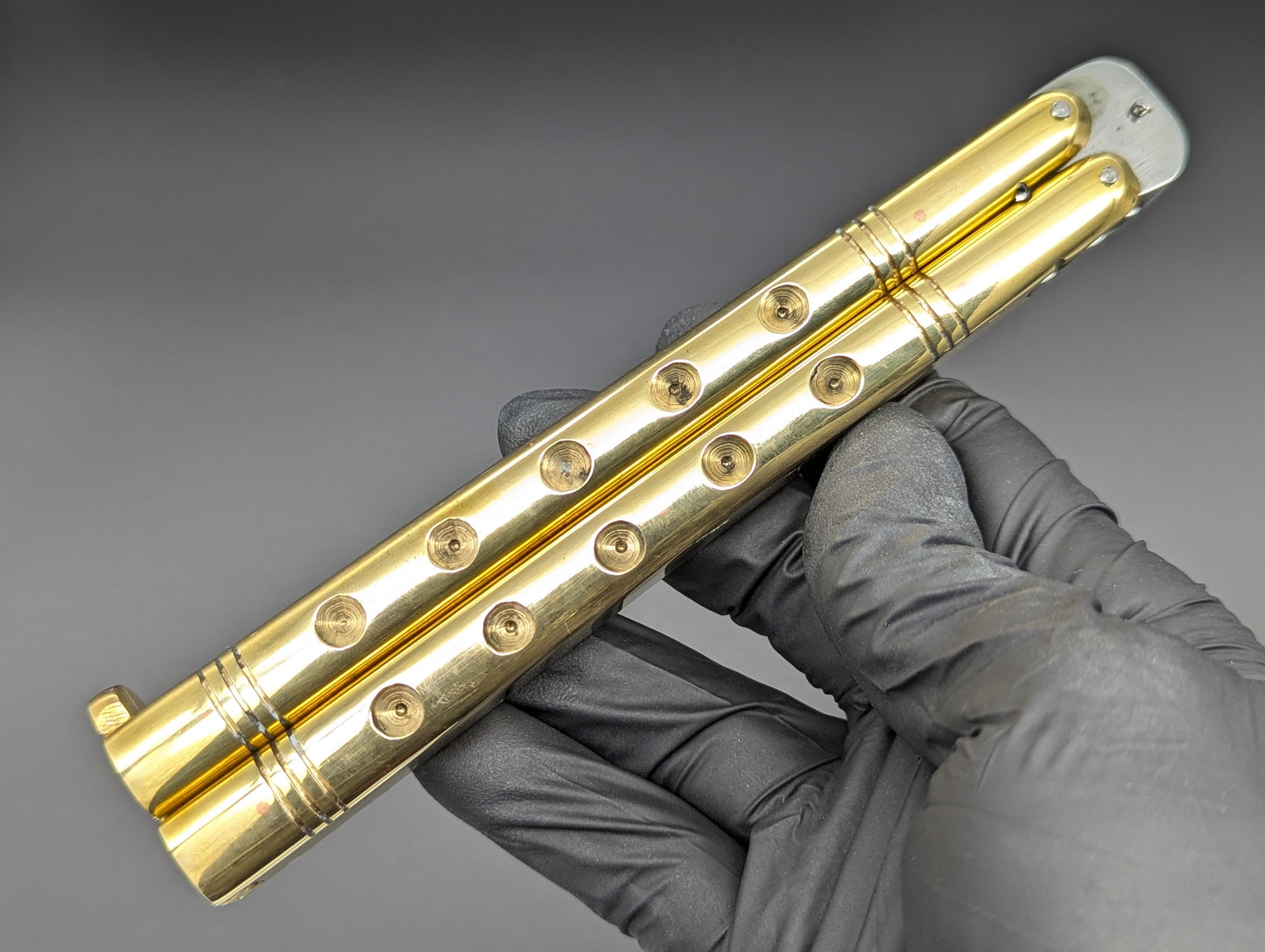 11" 380 GRAM HEAVYWEIGHT FHM BALISONG BRASS/ WHARNCLIFF