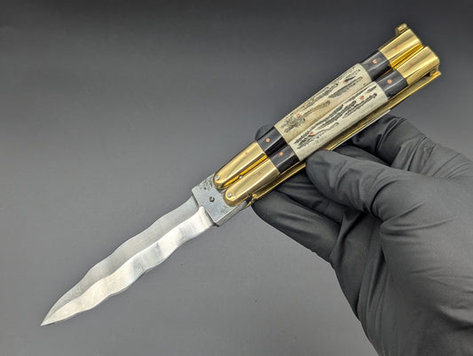 23cm TRIPLE HORN KRIS BLADE PHILIPPINES HANDMADE BALISONG BRASS