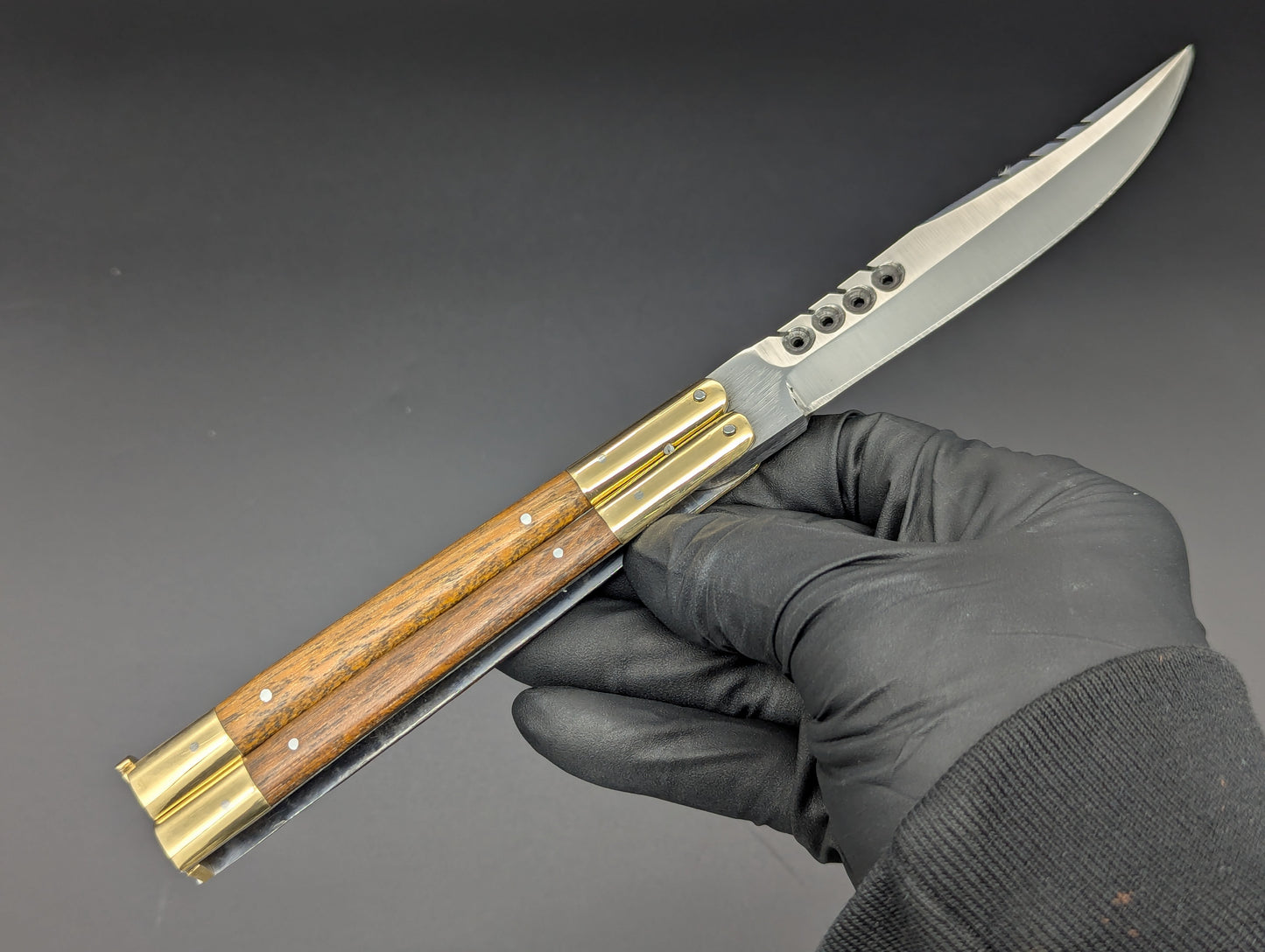 9" FHM Slim Narrawood Balisong Rambo Blade