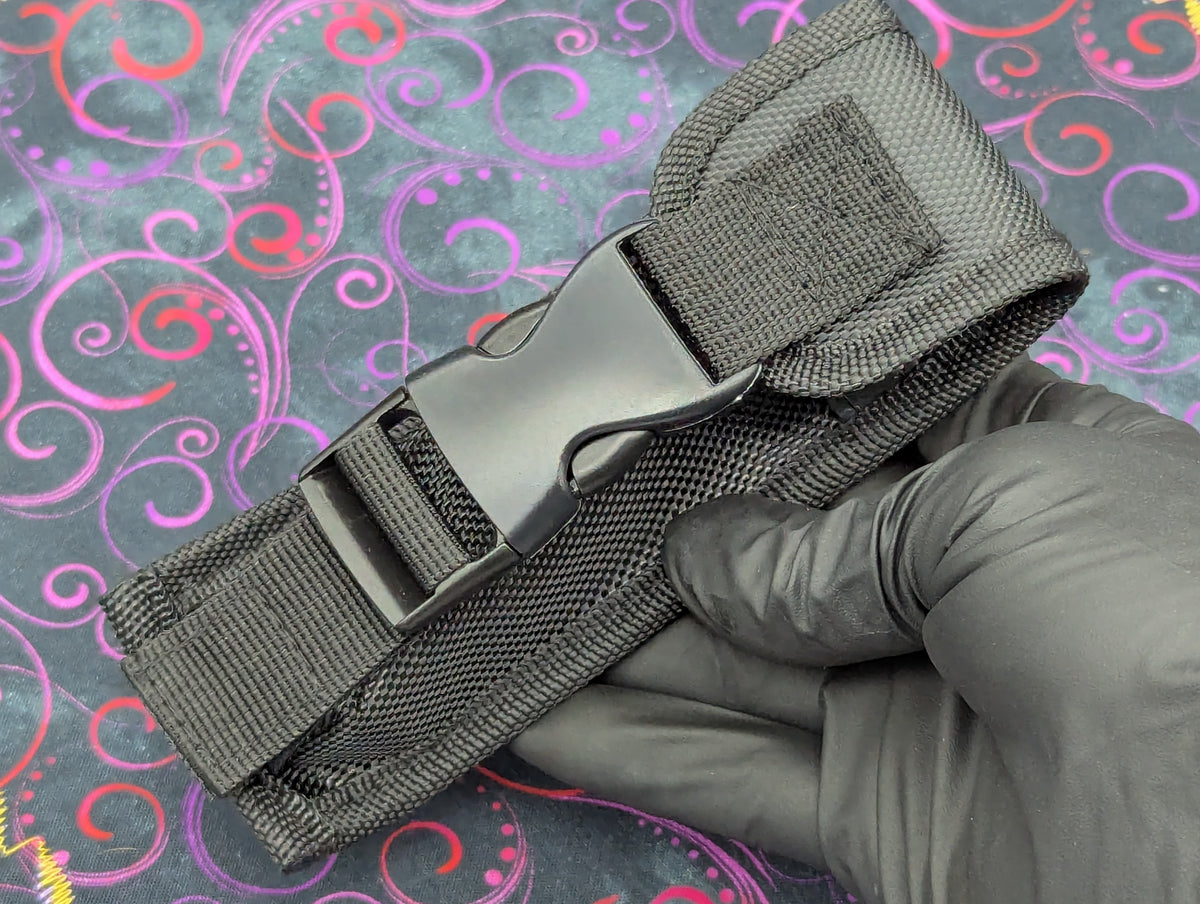 9" CURVED BLUE TANTO PINK SPRINKLE D/A OTF KNIFE