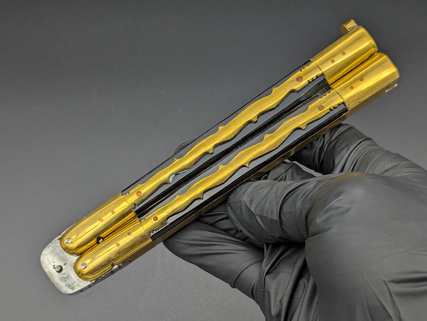 11" FILIPINO KALUPKOP BRASS/ BK COMPOSITE KRIS BALISONG