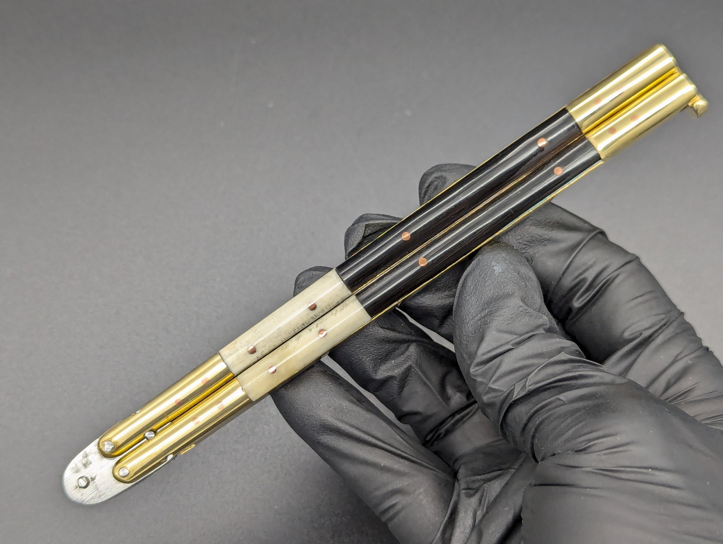 11" ULTRA SLIMLINE 2-TONE BONE & HORN FHM BALISONG CP