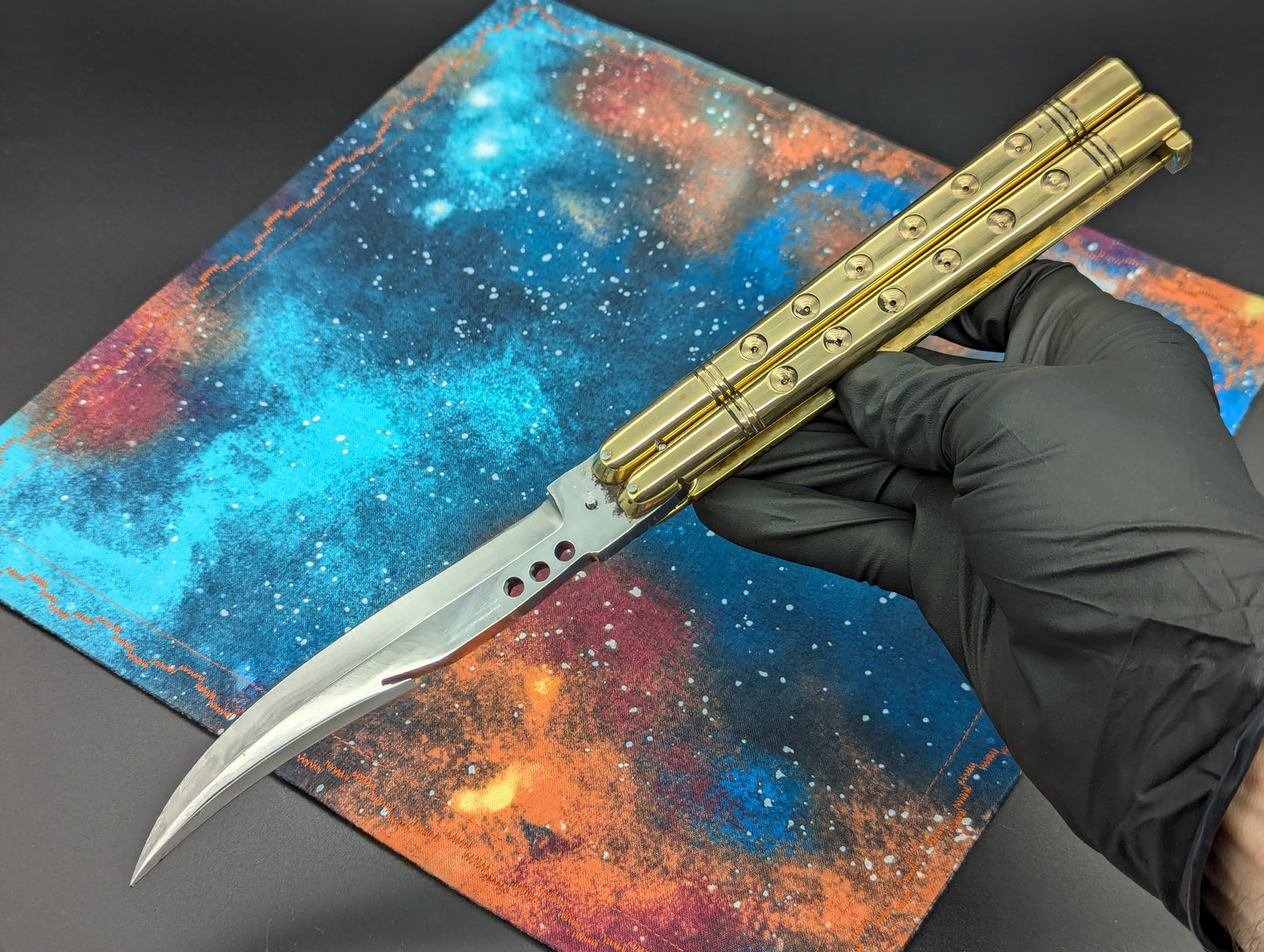 11" Gut Hook Clip Blade Ultra Heavy Brass FHM Balisong