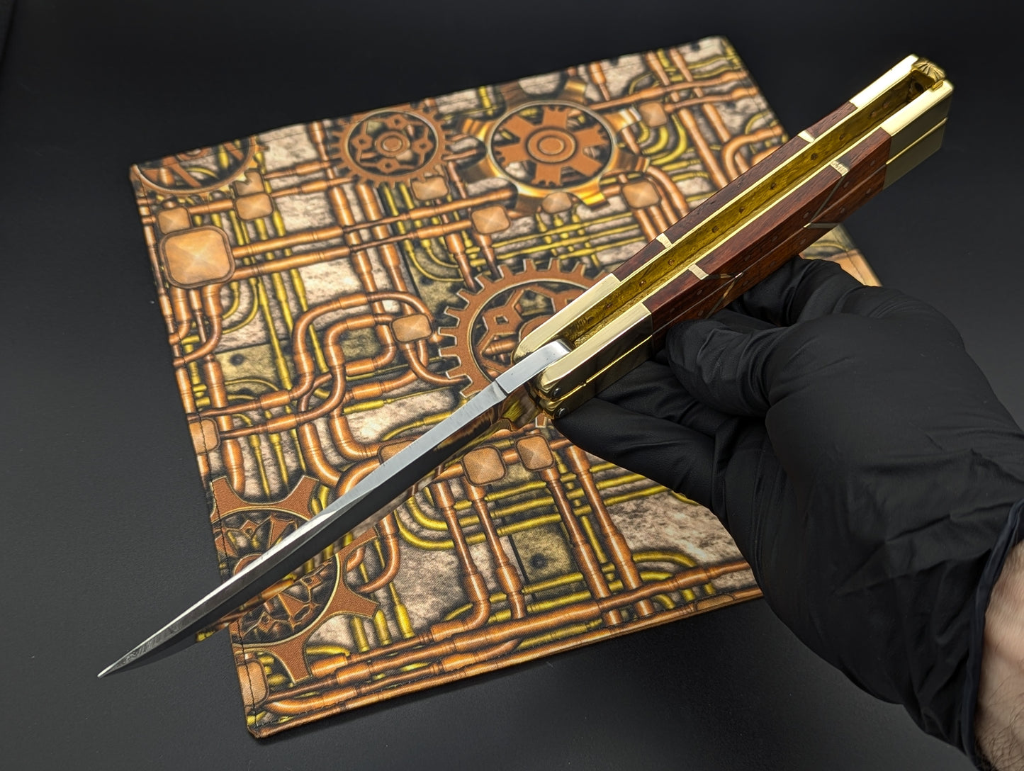 11" ABEST PHILIPPINES HANDMADE BALISONG RED WOOD SQUARED BRASS