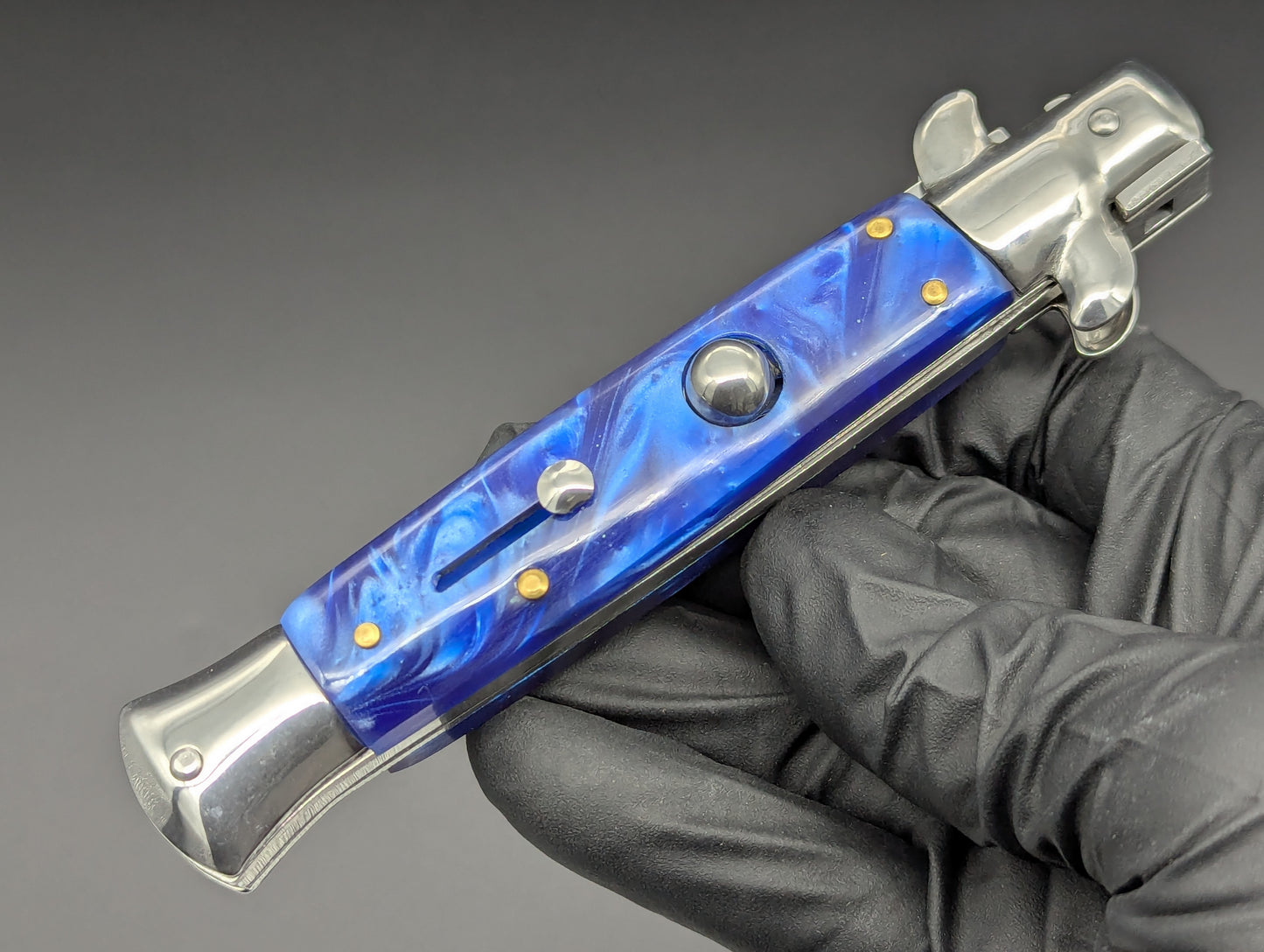 9" BLUE PEARL BAYO BLADE ITALIAN STYLE STILETTO