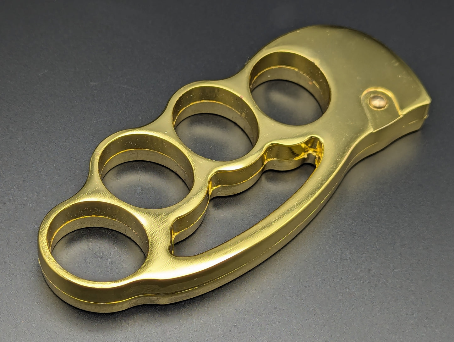 BRASS KNUCKLE DUSTER AUTOMATIC KNIFE GOLD